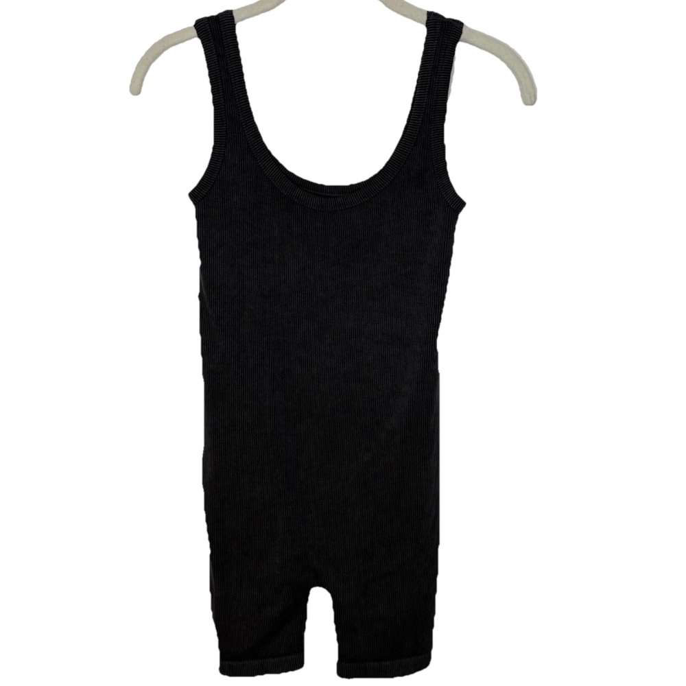 Vital Life Bodysuit Women Small Ribbed Black Activewear Athleisure Sporty Shorts